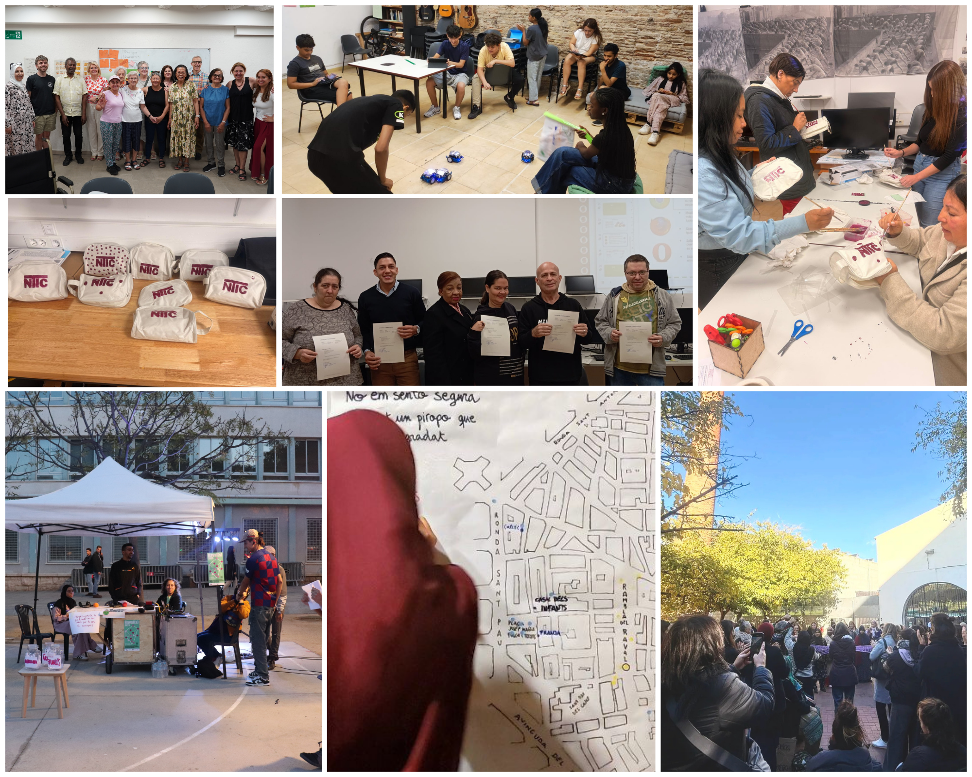 Collage de fotografies amb diferents activitats del Punt Òmnia Raval - Colectic.