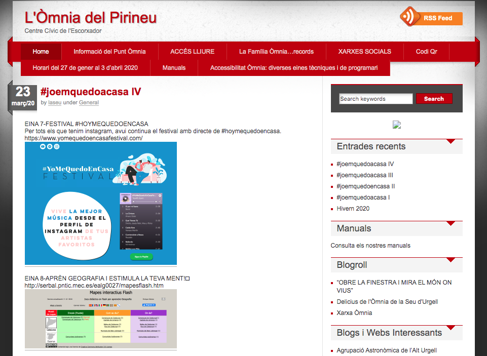 Captura de pantall del blog de l'Òmnia de la Seu d'Urgell