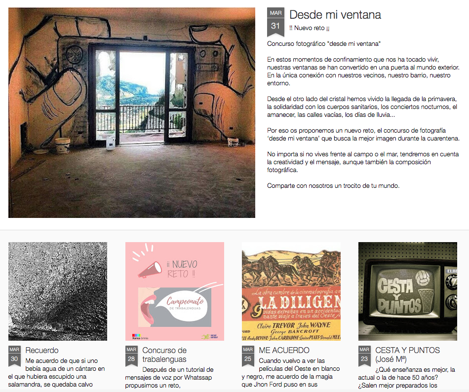 Captura de pantalla del blog Pioners TIC