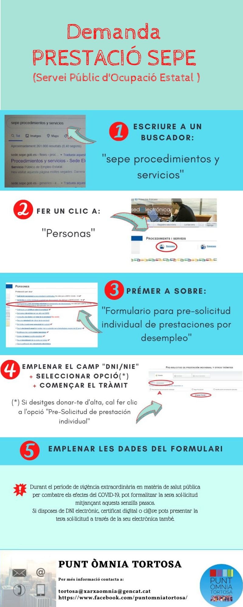 Demanda de prestació SEPE (Servei Public d'Ocupació Estatal)