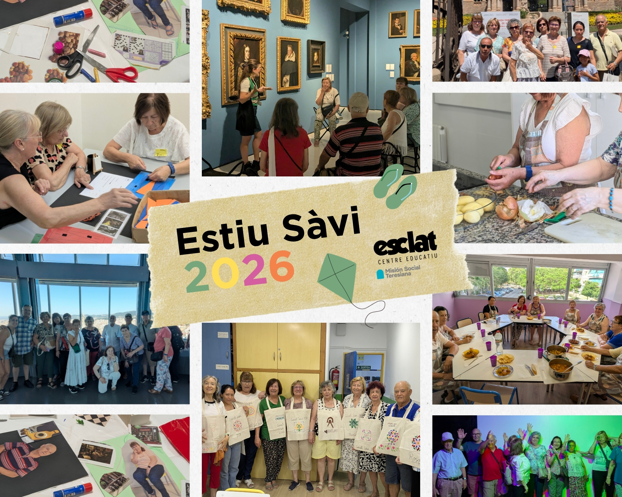 Collage de diverses fotografies de sortides culturals de les participants del Punt Òmnia Esclat Bellvitge. 