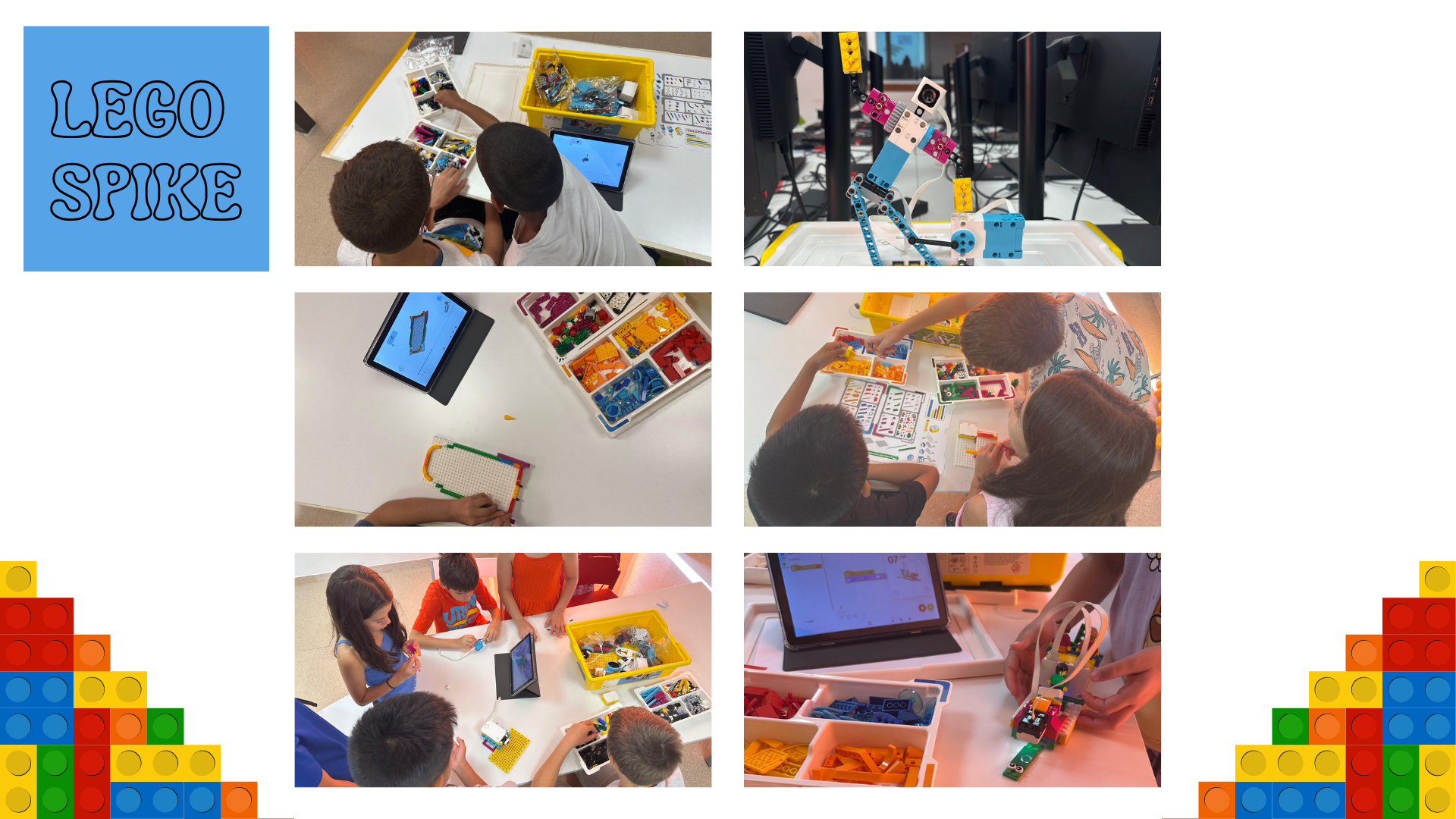 Collage de diverses fotografies de les sessions de robòtica amb Lego al Punt Òmnia Balaguer. 