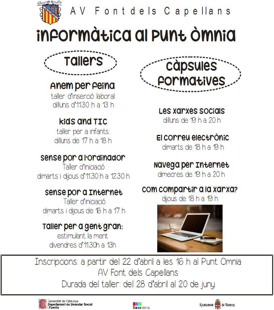 cartell càpsules i tallers 2on trimestre Punt Òmnia AV Font dels Capellans