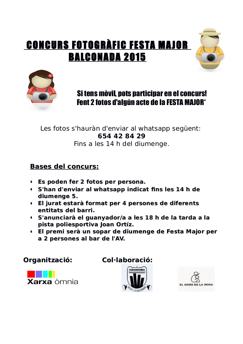 Cartell del concurs fotogràfic de Festa Major 2015 del barri de la Balconada