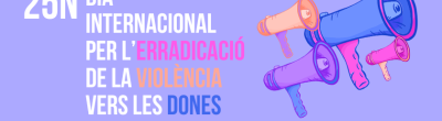 Bànner de la campanya de la Xarxa Òmnia sobre el 25N, Dia Mundial per l'Erradicació de les Violències Masclistes. 